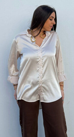 Camisa Raso Elisabeth Beige