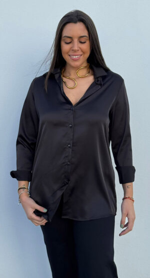 Camisa Raso Elisabeth Negra