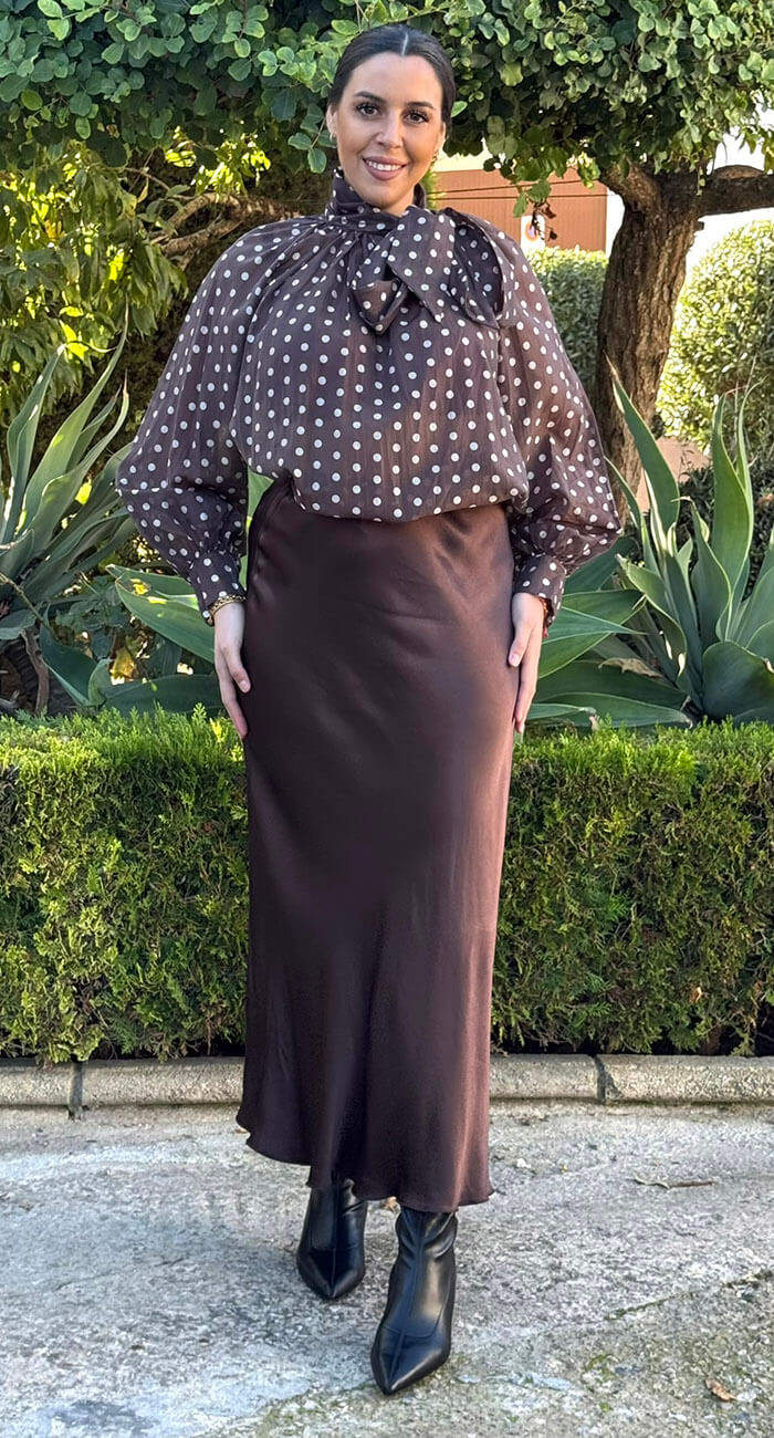 Falda Satén Marrón