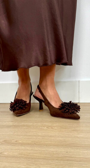 ZAPATO DESTALONADO FLOR MARRÓN