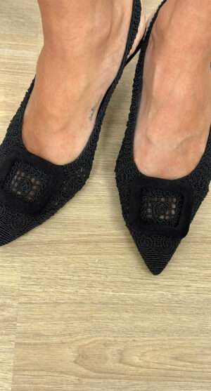 TACÓN DESTALONADO CROCHET NEGRO