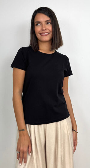 CAMISETA BÁSICA NEGRA MANGAS CORTAS