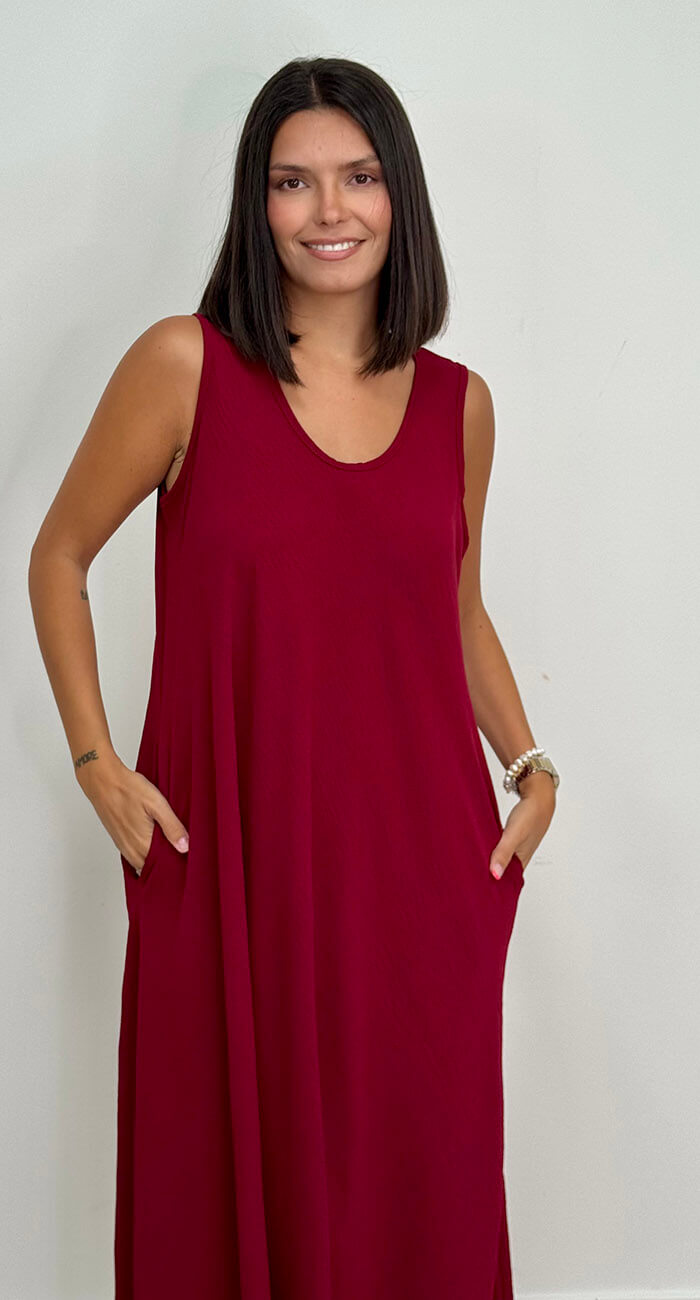VESTIDO FORMENTERA BURDEOS