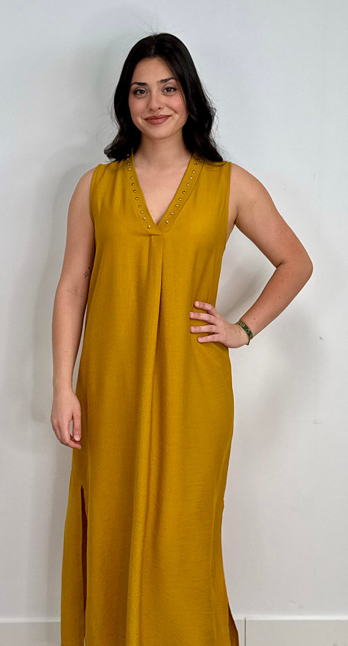 VESTIDO CALA MOSTAZA