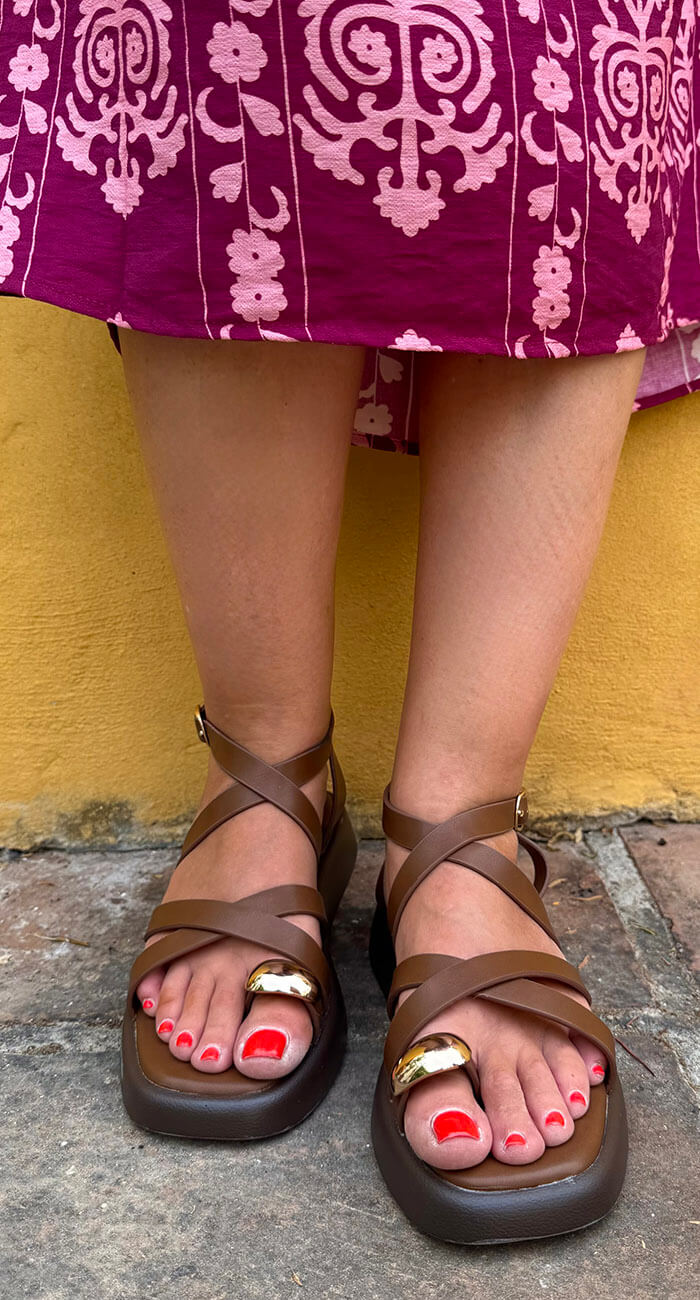 SANDALIA ANILLO TOBILLO MARRÓN