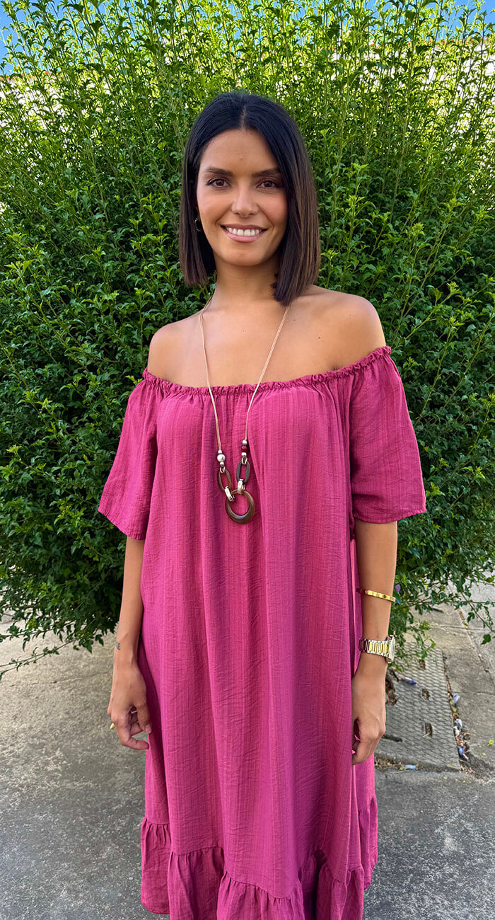 VESTIDO NÁCAR FRAMBUESA