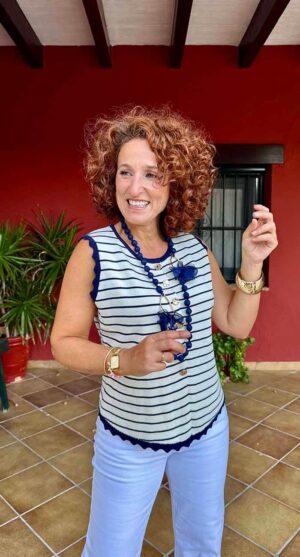 CHALECO RAYAS BELLA MARINO