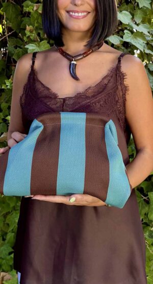 BOLSO RAYAS TURQUESA