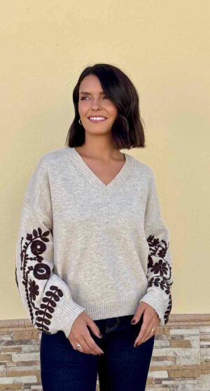JERSEY BORDADO BEIGE