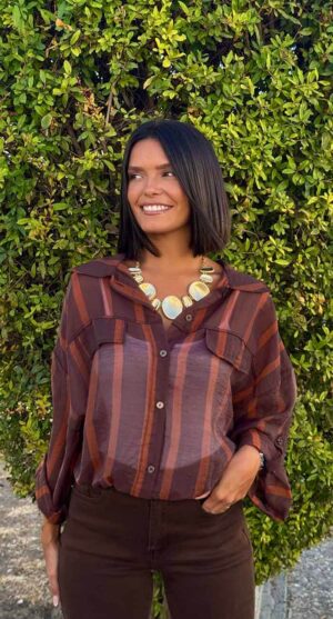 CAMISA TRAZOS CHOCOLATE