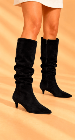 BOTA ALTA ARRUGADA NEGRO