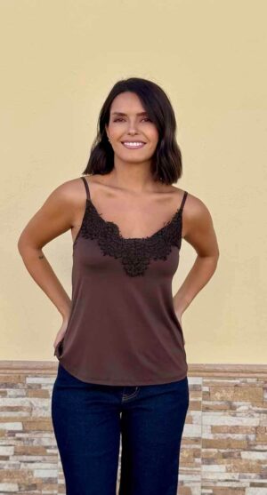 TOP SELENE ENCAJE CHOCOLATE