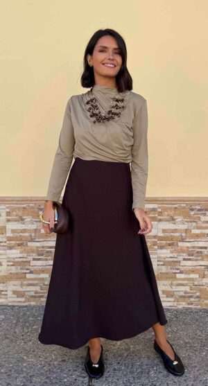 FALDA RAYA DIPLOMÁTICA MARRÓN